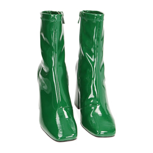 Ankle boots verdi in naplack, tacco 8,5 cm