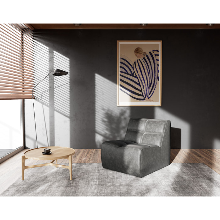 Alya - module d'assise sans accoudoir en simili - Noir