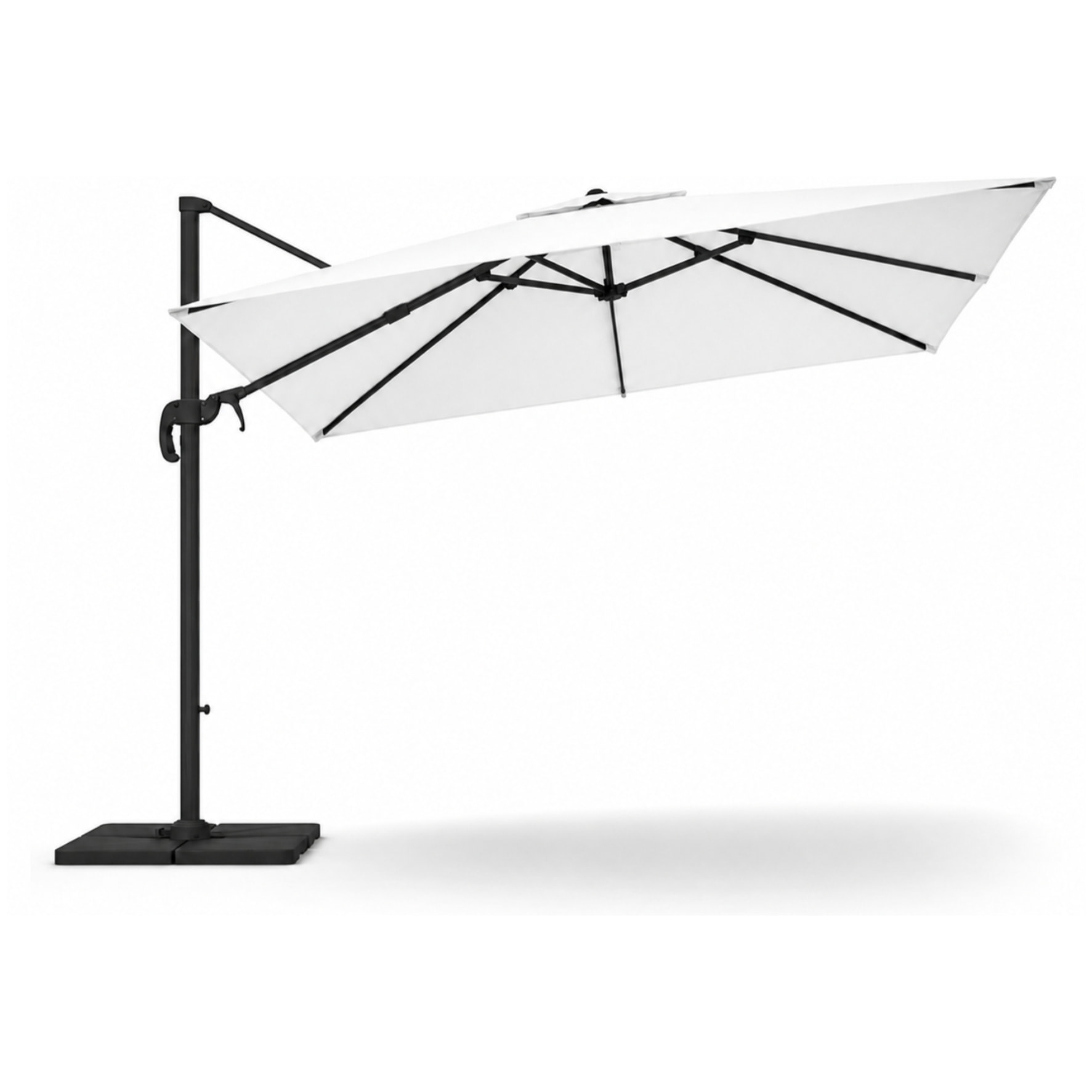 Ombrellone 3x3 M Giardino Braccio Retrattile Esterni Piscina Gazebo Terrazze Bar Hotel Acciaio Inox Rotabile 360° Telo 180g Impermeabile Anti UV Panna