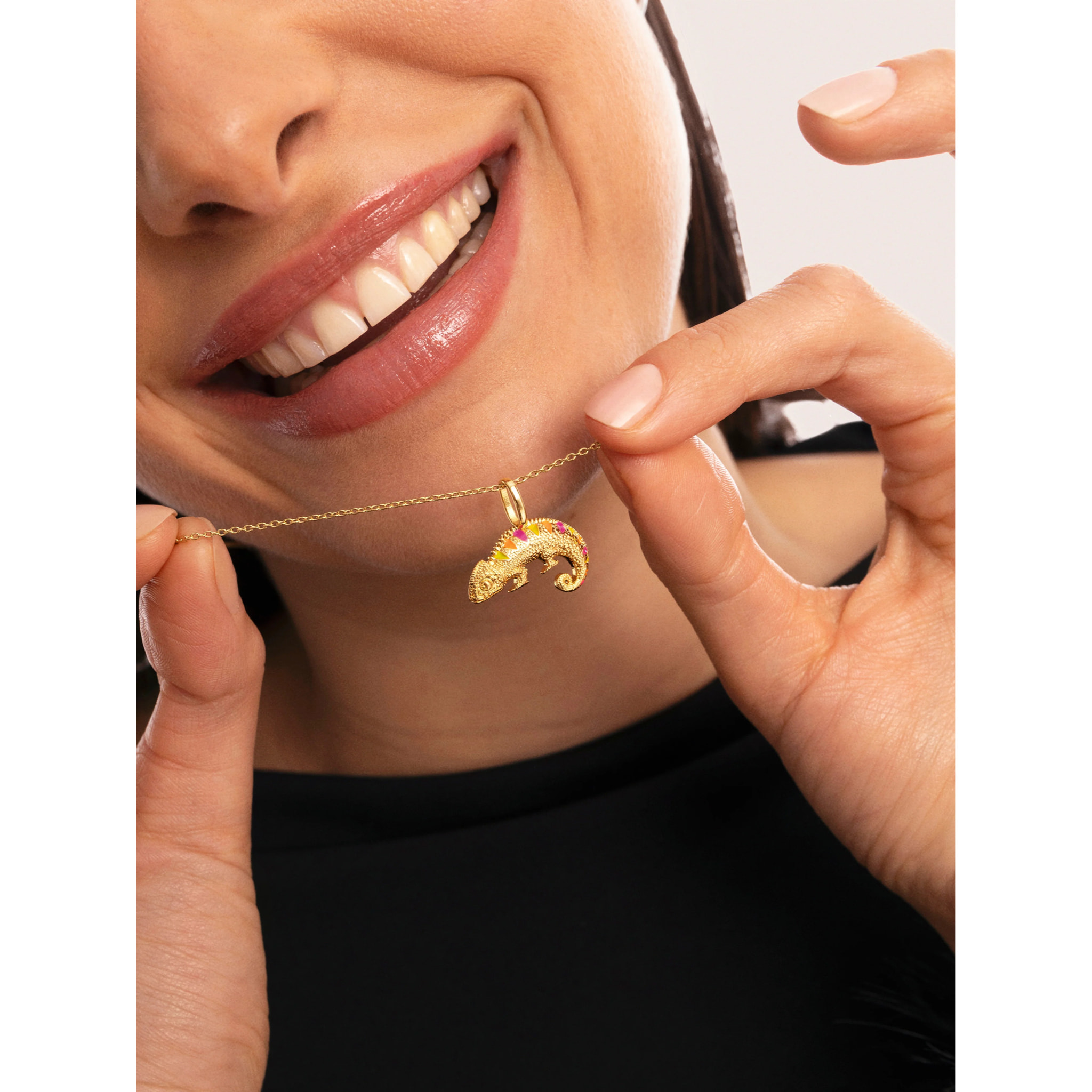 Charm Chameleon Enamel Lime Placcato Oro