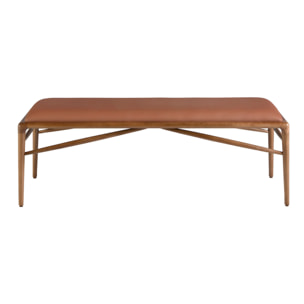 Banqueta Angel Cerdá con asiento tapizado en polipiel en marrón 130x40x43cm