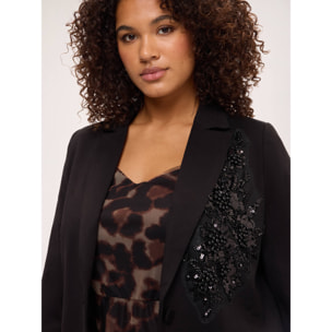 Fiorella Rubino - Blazer in Punto Milano con paillettes - Nero