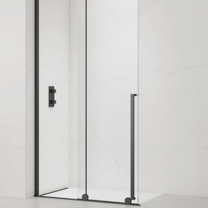 X-MOTION 110x200cm Paroi en verre coulissante Crystal Glass® 8 mm anticalcaire, avec bras et profilés Noir mat (SATBWIXM110C)