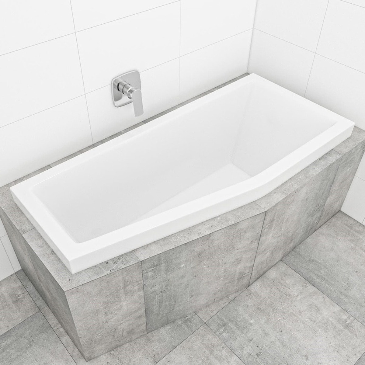 160x70 cm Aneta baignoire bain douche asymétrique en acrylique positionnement droite, sans pieds, blanc (AN1600PPLUS)