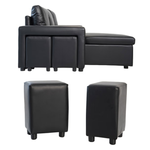 Canapé d'angle convertible TONY 3 places noir