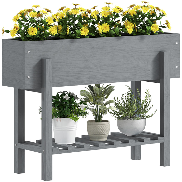 Huerto Urbano de Madera Mesa de Cultivo con Estante Jardinera Elevada para Cultivo Flores Vegetales en Jardín Terraza 100x30x70,5 cm Gris