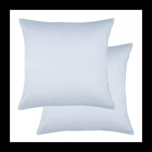 Lot de 2 taies satin de coton uni gris Ava uni glacier