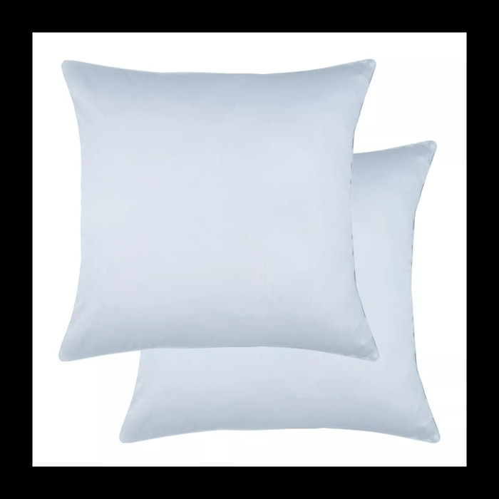 Lot de 2 taies satin de coton uni gris Ava uni glacier