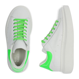 Sneakers bianco/verde in pelle