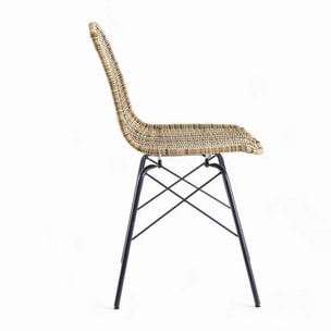 Lot de 2 chaises de jardin en résine tressée marron - Tiptur