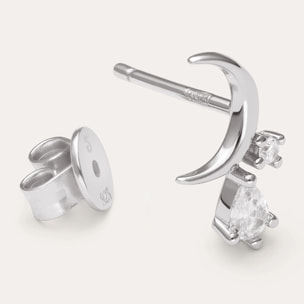 Pendiente Suelto Luna Spark Plata