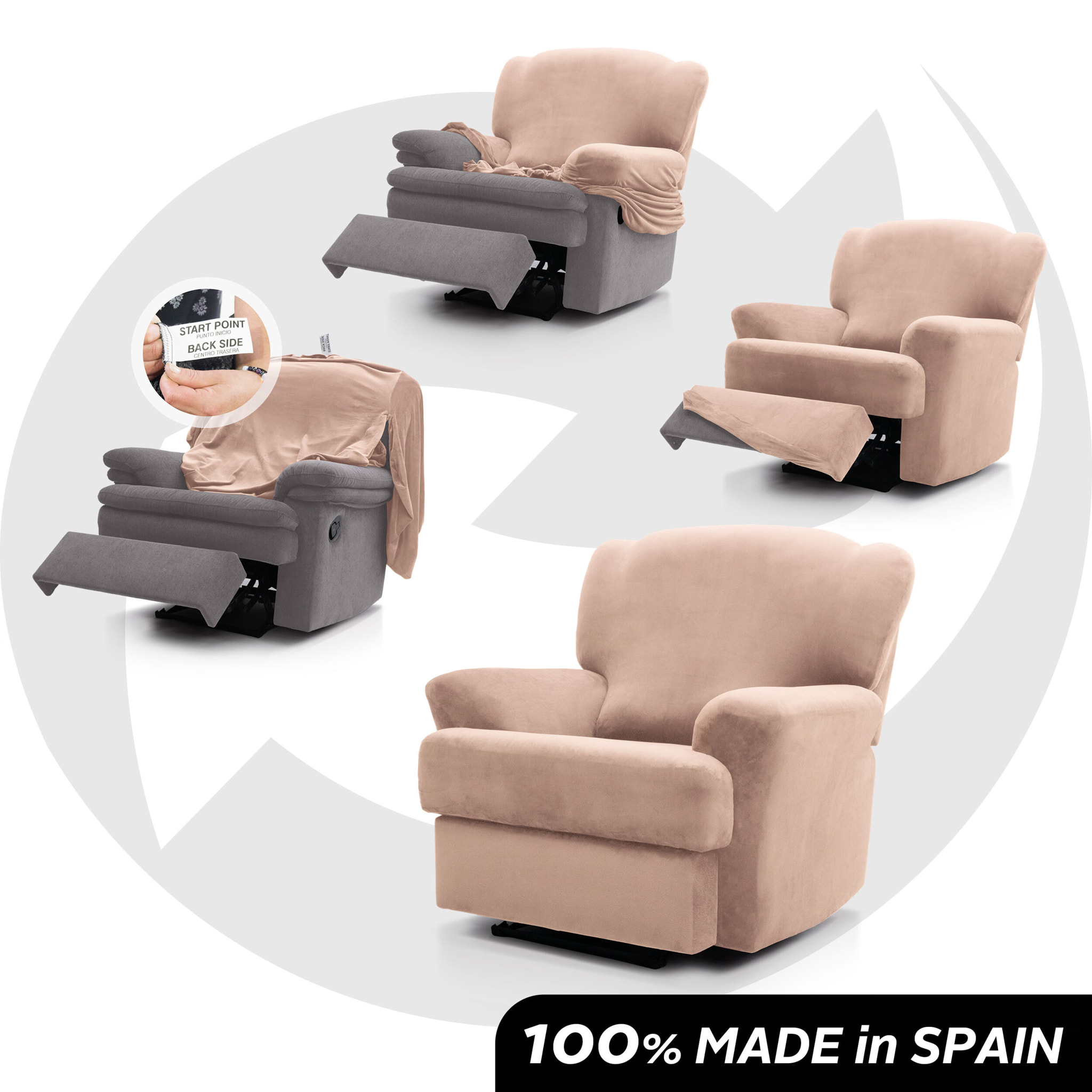 Funda TERCIOPELO ANTIMANCHAS Multi elástica para RELAX modelo VERONICA