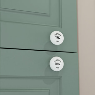 Pack meuble vasque 3 trous Cléo 1889 vert velours + colonne gauche + miroir + mélangeur poignés or