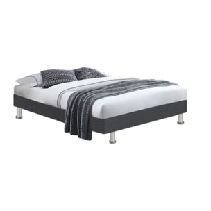 Sommier tapissier en kit 140x190 bois massif et tissu gris - LOIRE