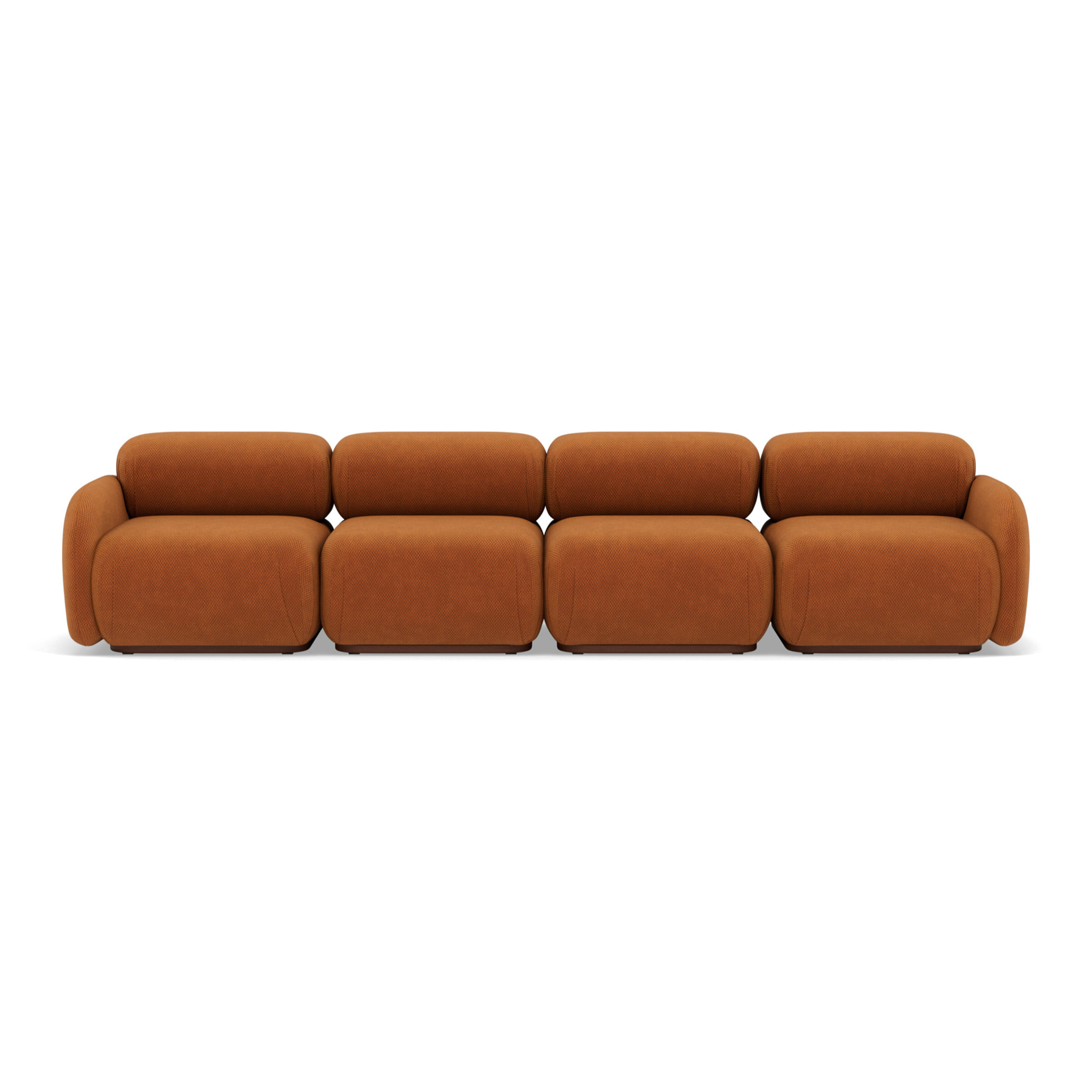 Penelope - canapé droit modulable 4 places en velours texturé - Terracotta