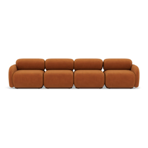 Penelope - canapé droit modulable 4 places en velours texturé - Terracotta