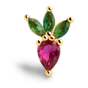 Orecchino Singolo Tropical Strawberry Argento Placcato Oro