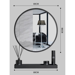 Specchio rotondo industriale Loft con mensola e portasciugamani