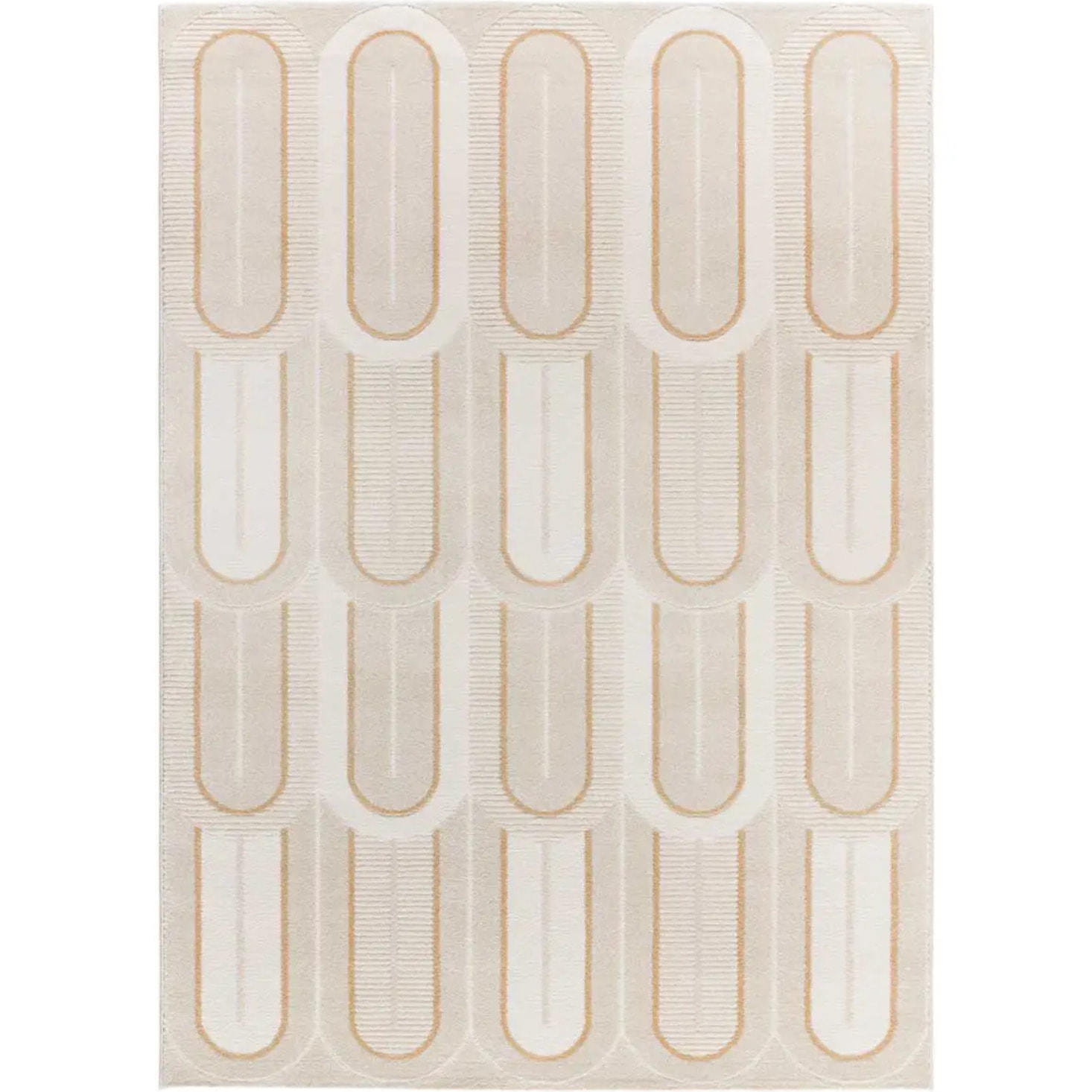 FLORA Alfombra geométrica con relieve en tonos beige, varias medidas disponibles