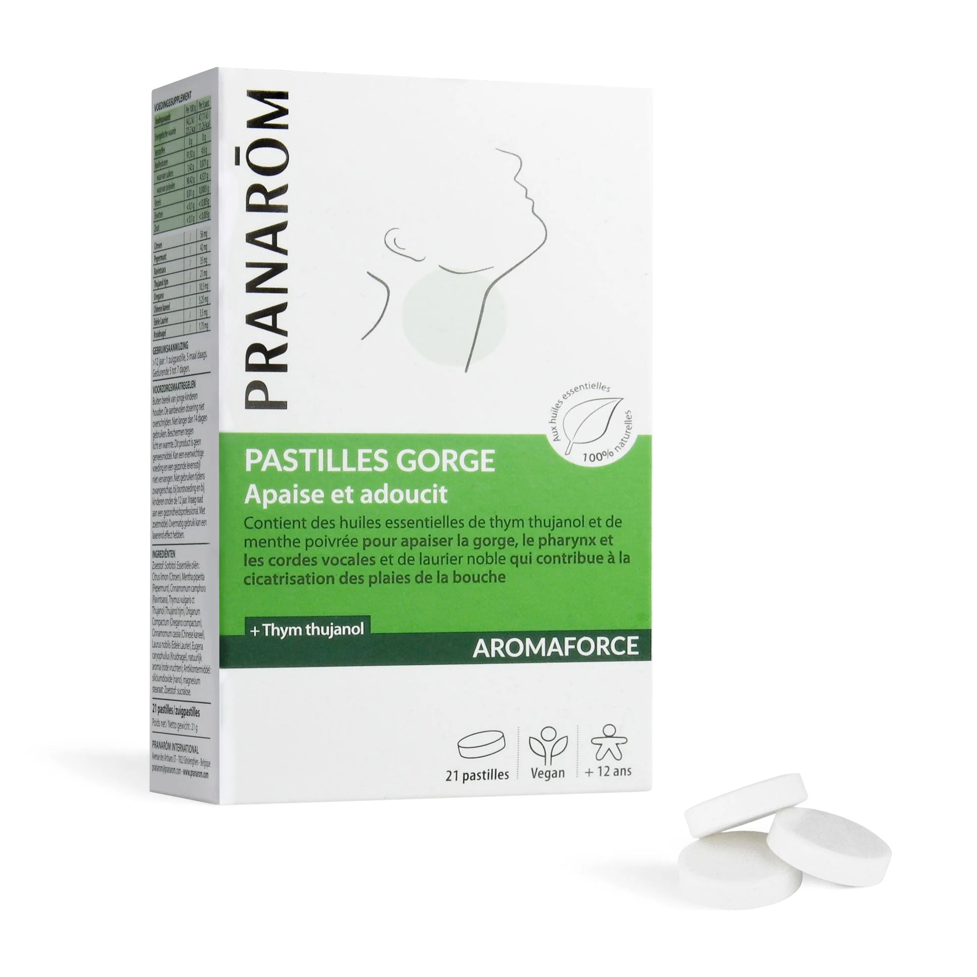 Pranarom - Pastilles gorge au Thym thujanol - 21 pastilles