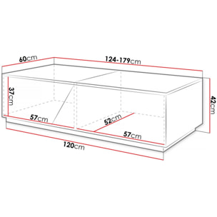 Table basse avec coffre "Ceelias" - 124 x 60 x 42 cm - Gris/Marron