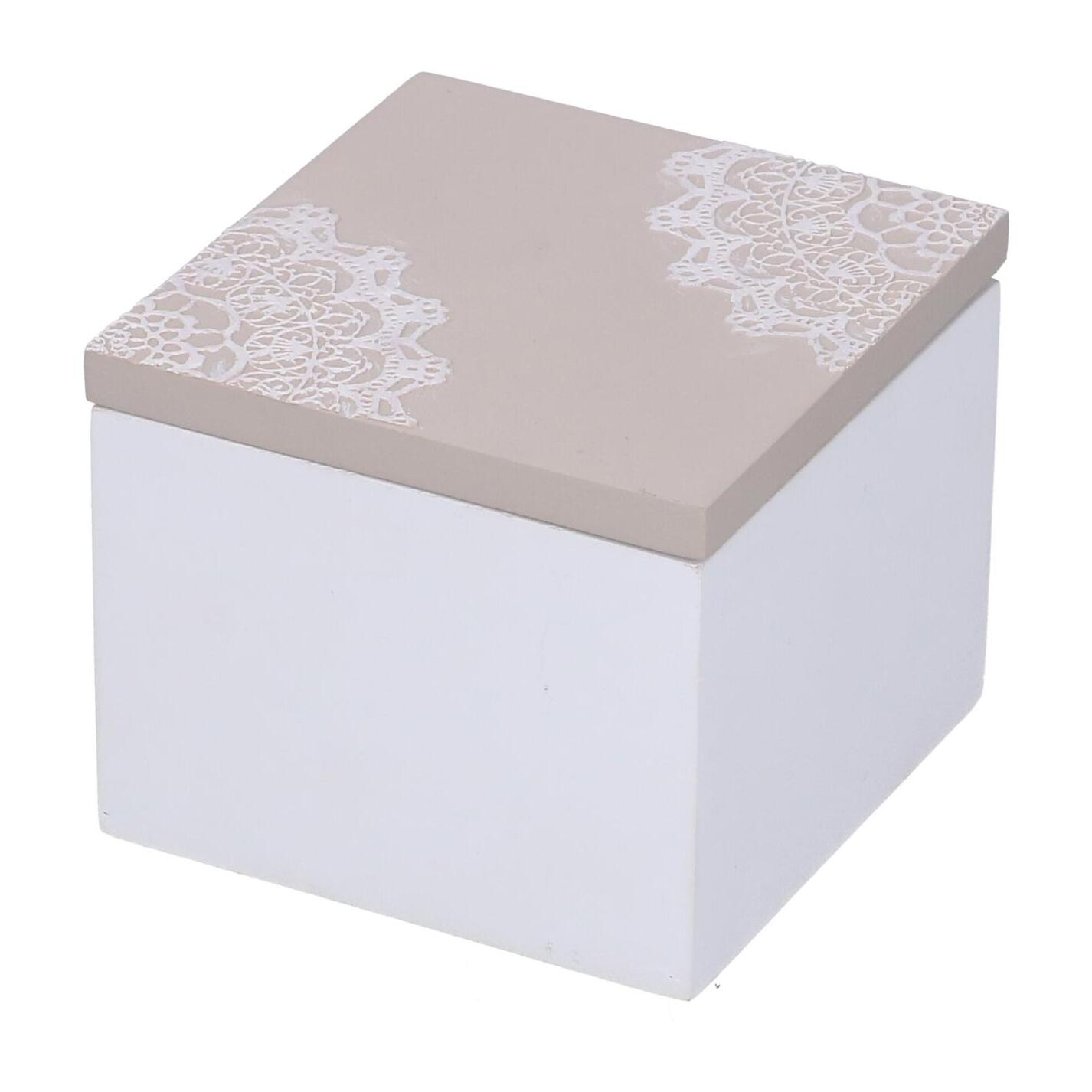 Scatola in legno bianco mandala quadro cm7x7h6