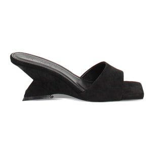 Mules Open Toe nere in tessuto