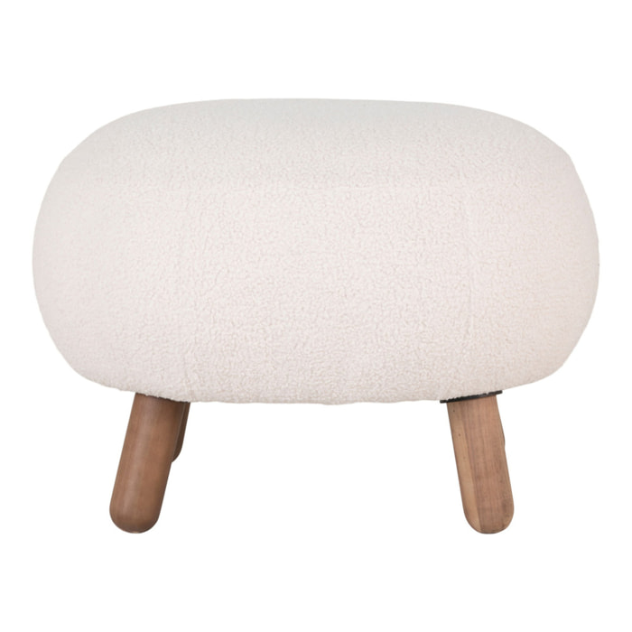Poggiapiedi Savona in pelliccia sintetica bianca con gambe effetto noce, 56×47 cm