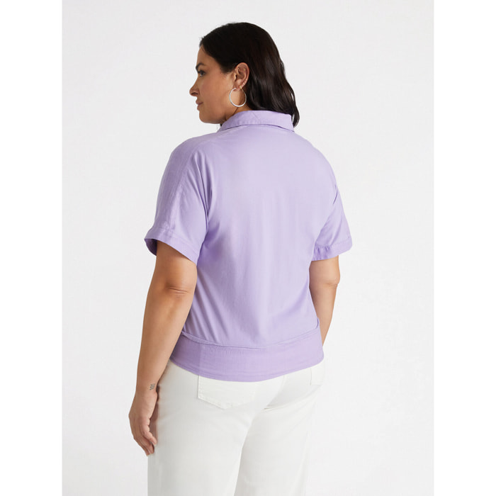 Fiorella Rubino - Camisa de lino con nudo en el bajo - Violeta