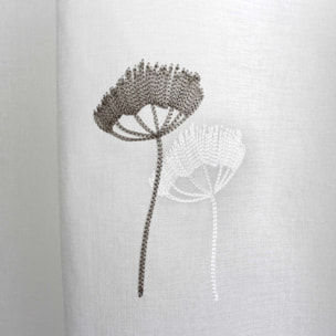 Voilage tamisant aux broderies florales - Gris Galet
