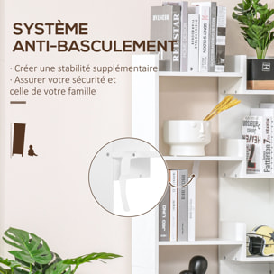 Bibliothèque étagère 6 niveaux design zig zag dim. 60 x 21 x 162,5 cm effet bois blanc