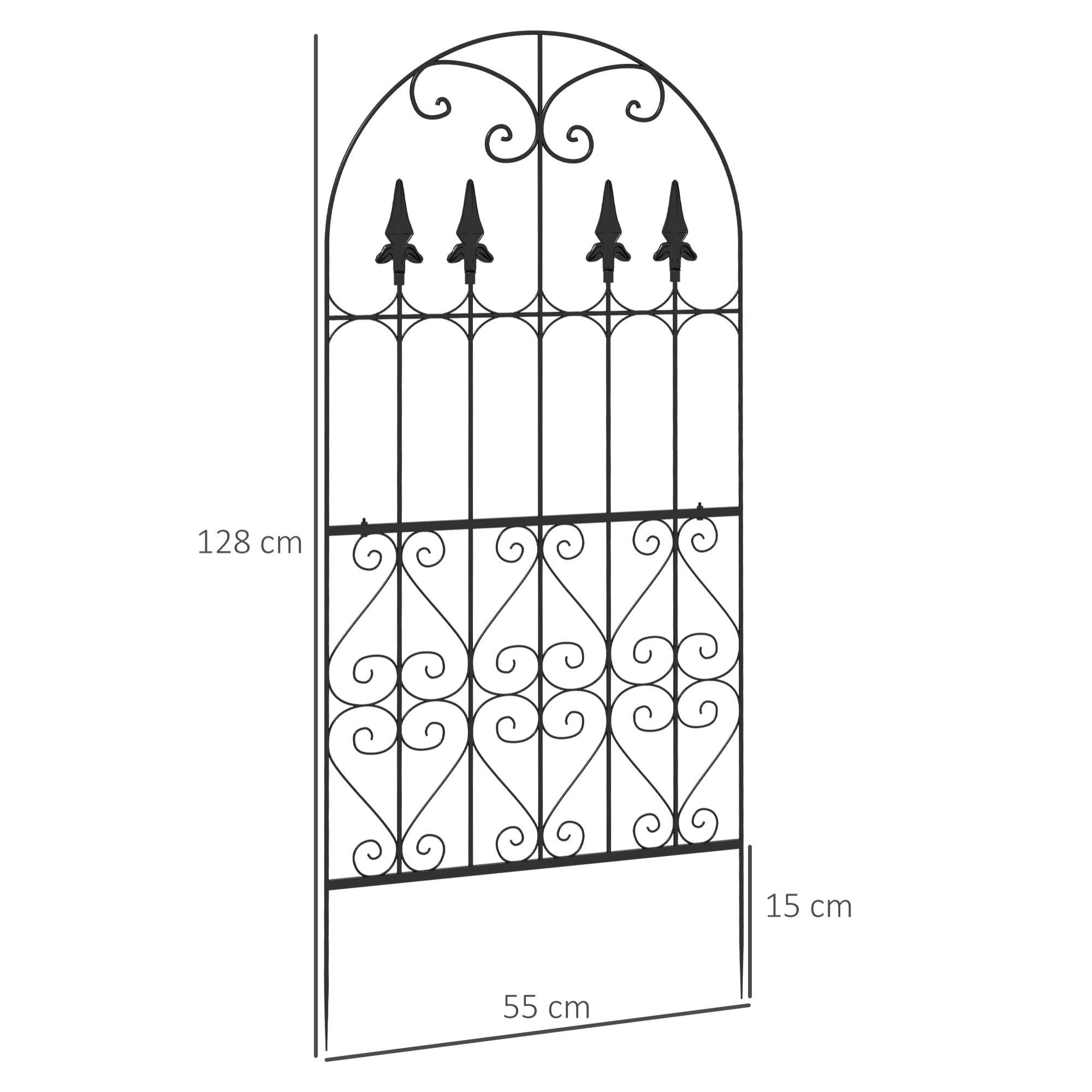 Juego de 2 Enrejados de Jardín Soportes para Enredaderas con Marco de Acero para Plantas Trepadoras y Decoración Patio Terraza 55x128 cm Negro