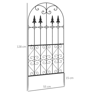 Juego de 2 Enrejados de Jardín Soportes para Enredaderas con Marco de Acero para Plantas Trepadoras y Decoración Patio Terraza 55x128 cm Negro