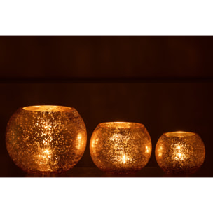 J-Line Photophore Boule Craquele Verre Effet Nacre Or Large