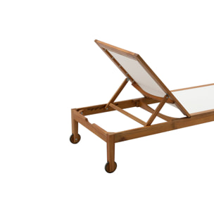 Bains de soleil blanc et bois massif (lot de 2) NAVEEN