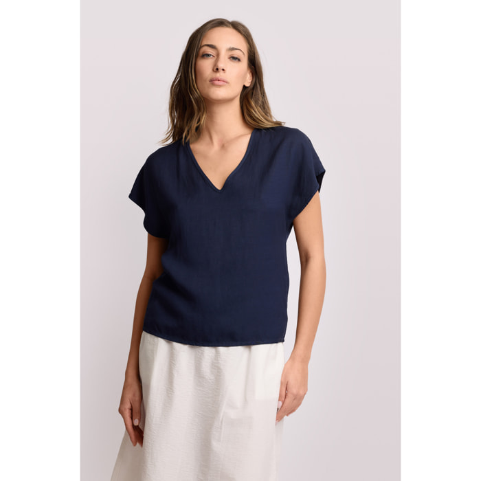 Kocca - Blusa con scollo a V Donna, Tinta unita, Scollo a V