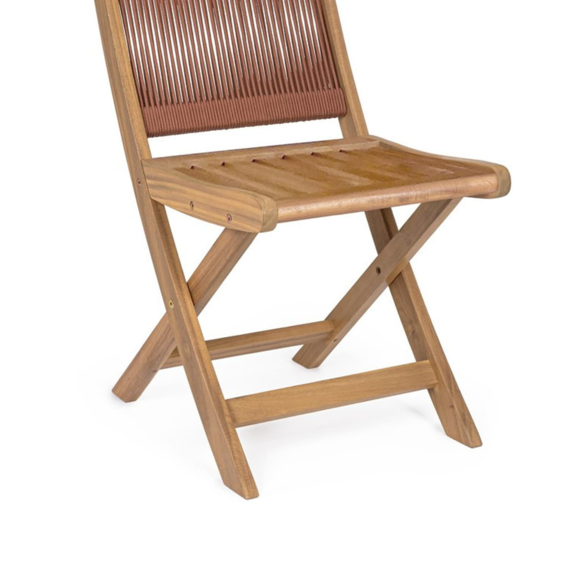 Set di sedie pieghevoli MONSARAZ in legno di acacia e corda rosso corallo