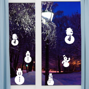 Stickers électrostatiques bonhommes de Noël - Autocollants adhésifs fenêtres noël - décoration fêtes