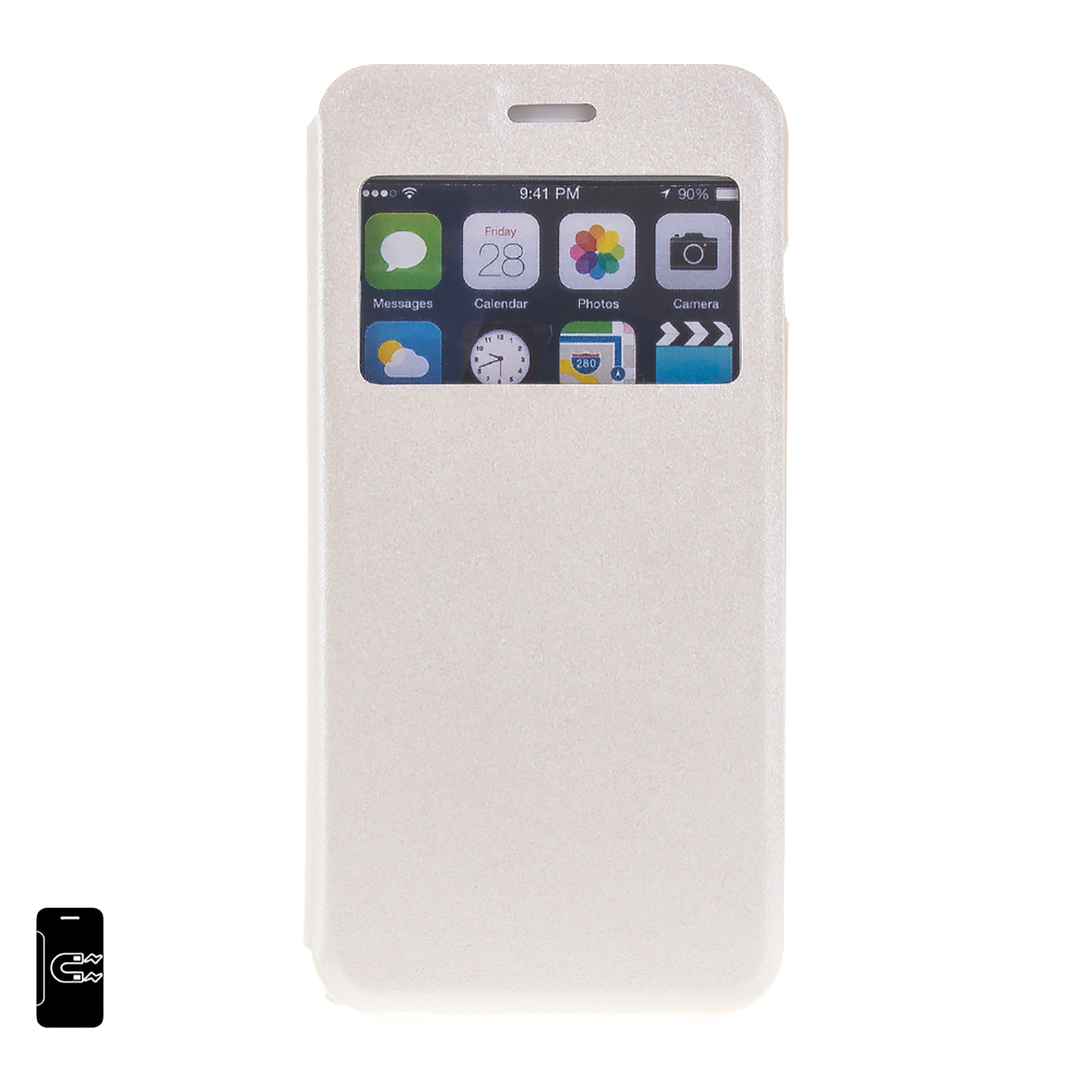 DAM COPRI LIBRO CON FINESTRA CHIUSURA MAGNETICA IP6/6S PLUS 8x1x16 Cm. Colore bianco