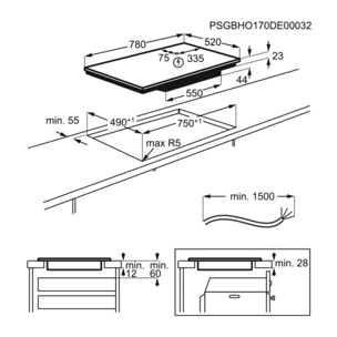 Table induction ELECTROLUX EIS8648 SensePro Serie 900