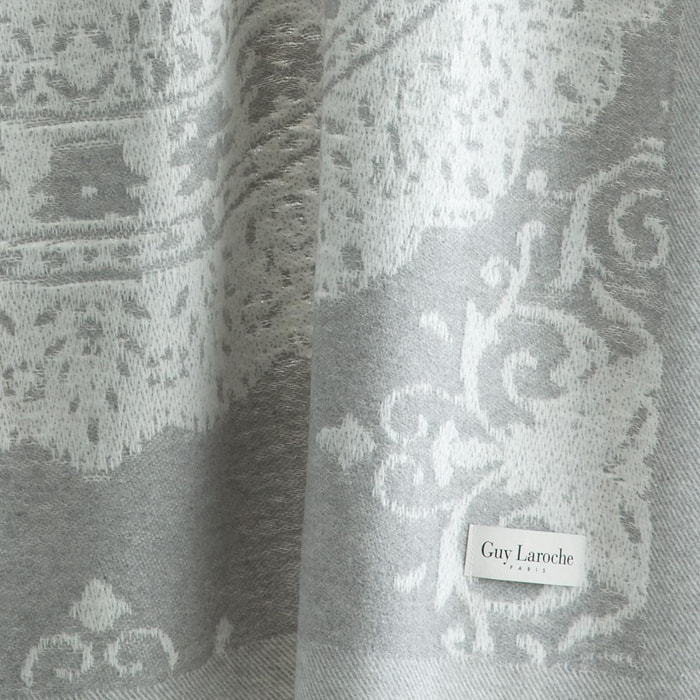 PLAID ROSIERS - Coton et polyester - gris perle