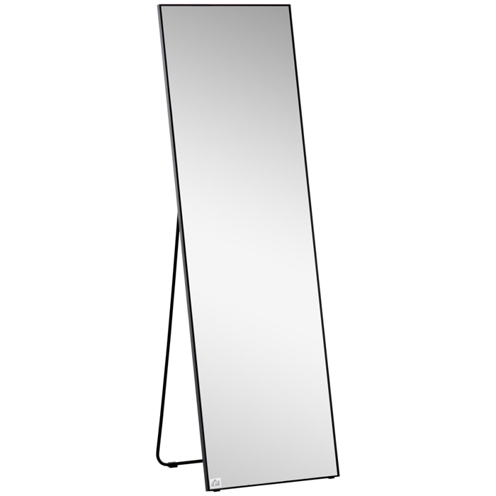 Miroir sur pied ou mural rectangulaire grande taille dim. 50L x 37l x 158H cm verre métal noir