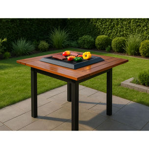 Table de barbecue avec gril et plateau en bois