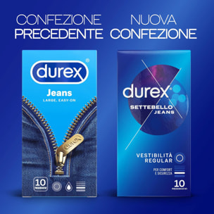 3x Preservativi Durex Settebello Jeans con Forma Easy-On - 3 Confezioni da 10 Profilattici