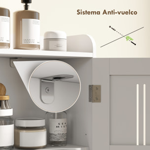 Estantería sobre Inodoro Mueble sobre Inodoro con Estante Ajustable 2 Puertas Soporte para Papel Higiénico y Estantes Abiertos Ahorra Espacio Armario para lavadora para Baño Blanco