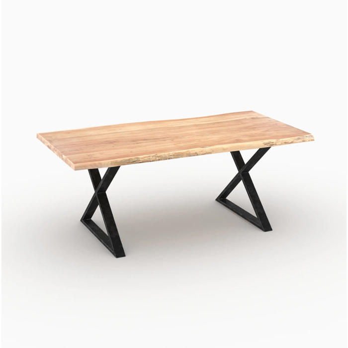 Table rectangulaire en bois massif d'acacia 6 places  - Gia