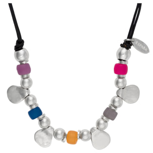 Collar negro plata chapado multicolor