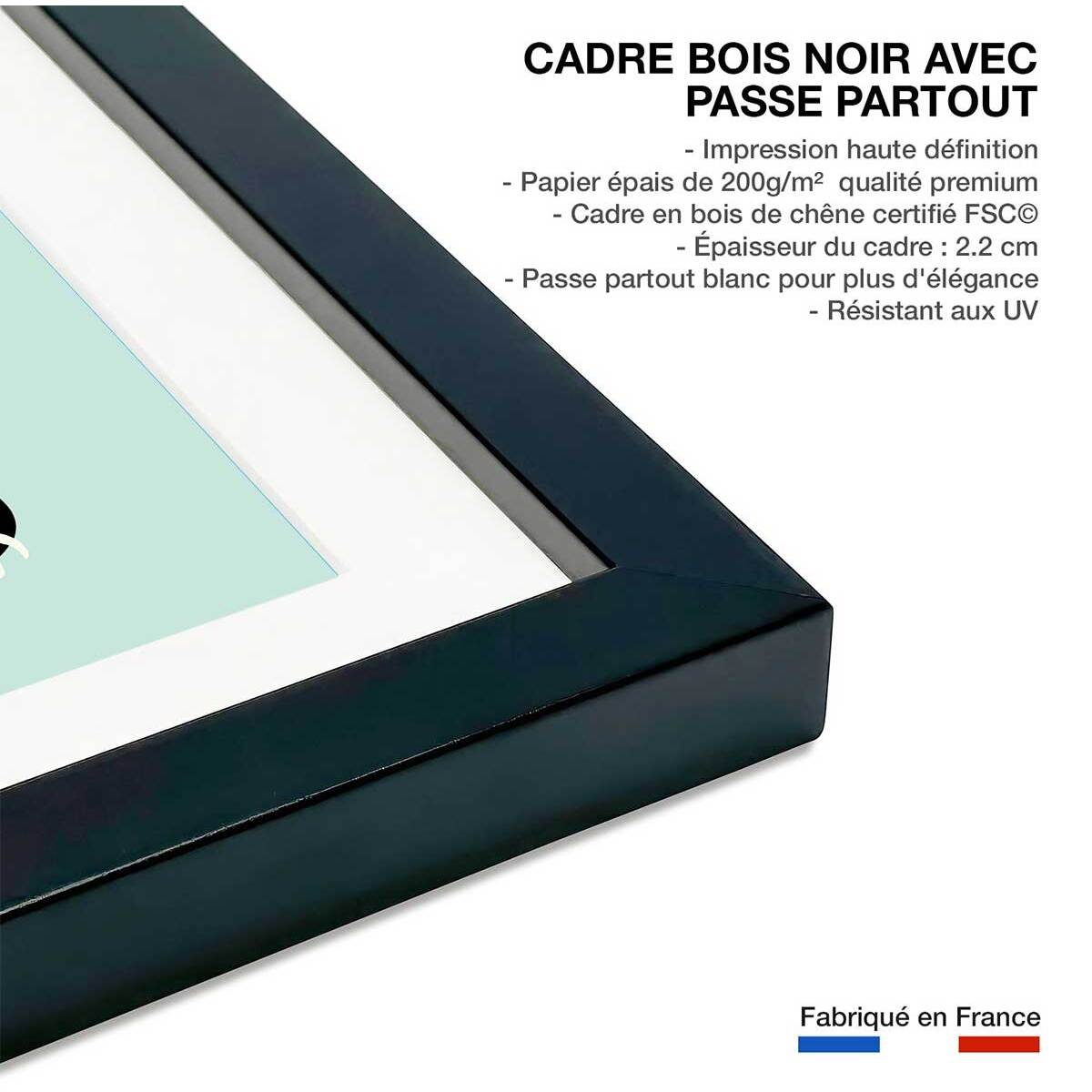 Affiche  rock and roll bear Affiche sous cadre noir