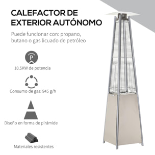 Estufa de Gas Exterior Pirámide 10,5 KW de Acero Inoxidable con Funda Protectora