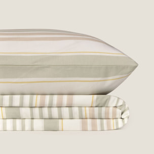 Sábana de algodón 180 hilos rayas Grora color verde 100% Algodón